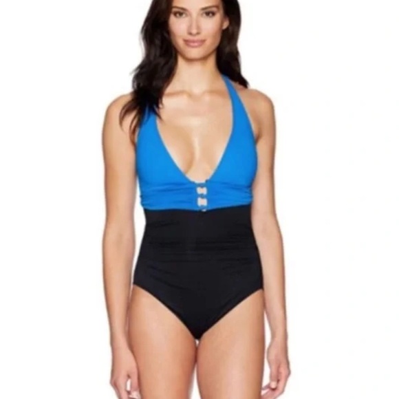 NWT Ralph Lauren Colorblock Tummy Control Swimsuit - Picture 1 of 13